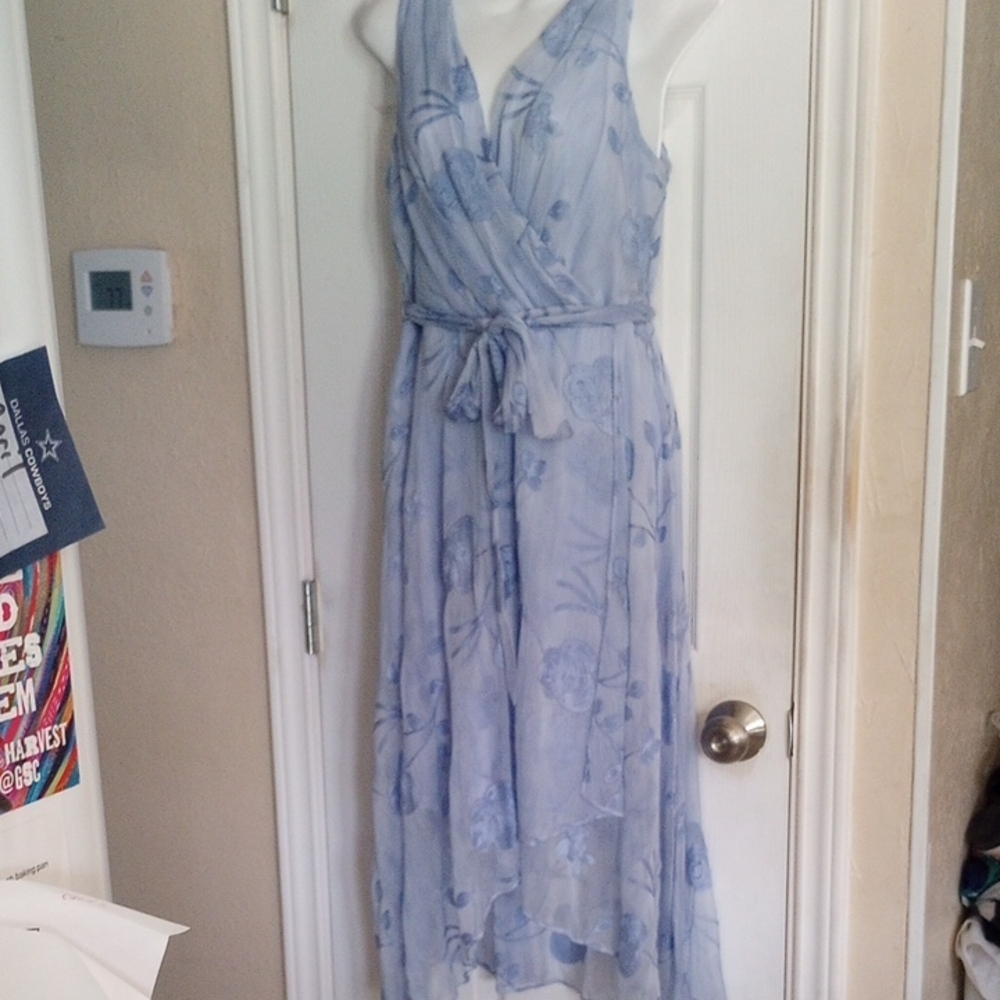 DKNY Enbrodry Periwinkle Blue Floral Dress sz 12